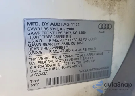 2022 Audi Q7 Premium z USA, uszkodzony, nr VIN WA1AJBF76ND005635